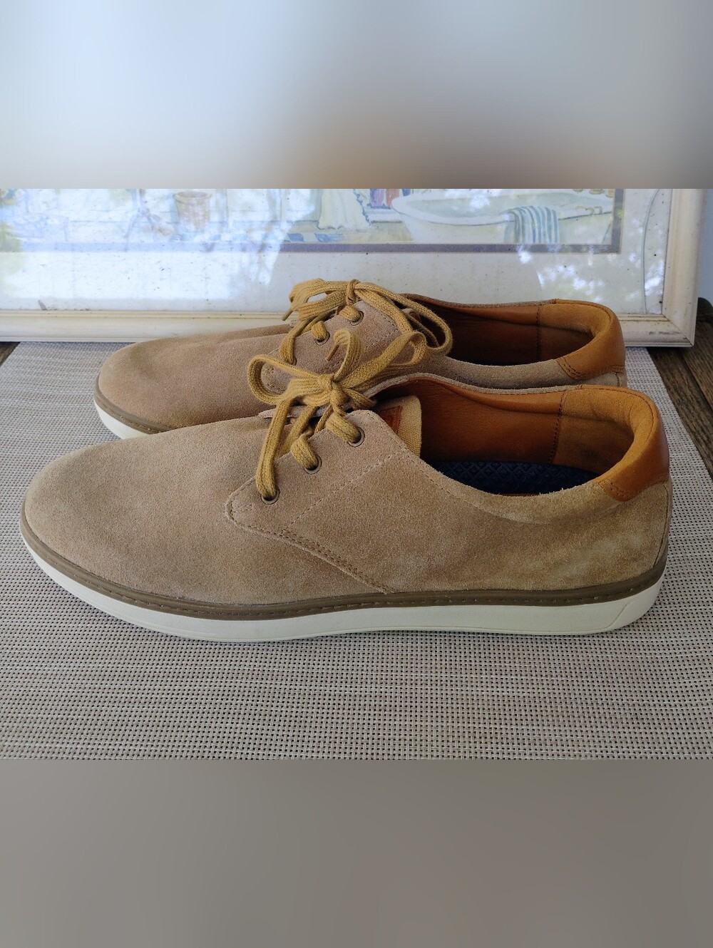Florsheim "Caper" Sand Soft Suede/Sable Plain Toe Oxfords. Wide Width Size 11EEE